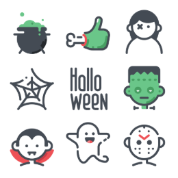 Colorful Halloween  Icons Set