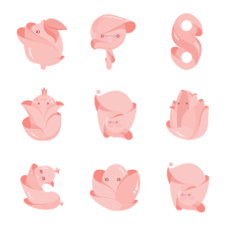 Cute Pink Food  Icons Set
