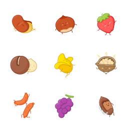 Nutty World Characters Icons Set