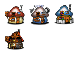 Smurf Houses Icons Set