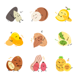 Spring New Snacks  Icons Set