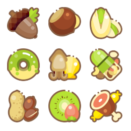 Three Squirrels Snacks Icons Set