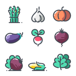 Vegetable Cartoon  Icons Set