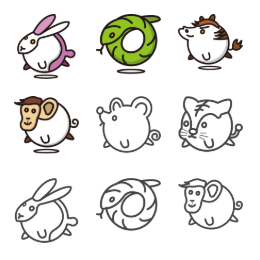 12 Zodiac Animal  Icons Set