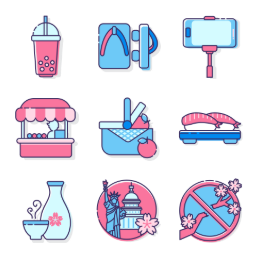 Cute Japan  Icons Set