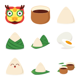 Duanwu Festival Symbols Icons Set