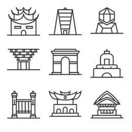 Travel Buildings & Structures Icons Set