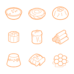 Yue - Style Tea Snacks  Icons Set