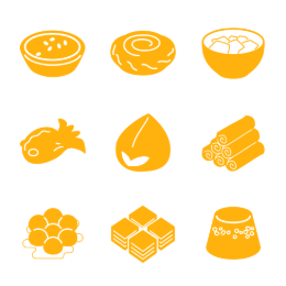 Yue - Style Tea Snacks  Icons Set