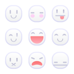 White Emoticons Icons Set