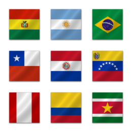 Sud American Flags Icons Set