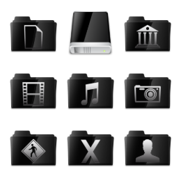 Black Glassy Set Icons Set