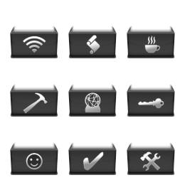 fb4ycs blacksilver drawers Icons Set