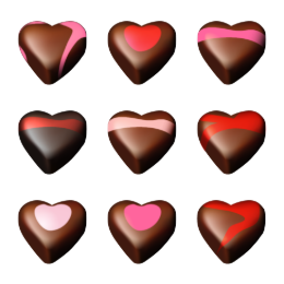 Chocolate Hearts Icons Set