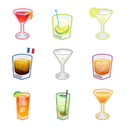 Cocktails Icons Set