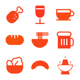 Delicious Food Symbols Icons Set