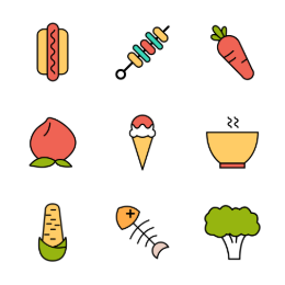 Fruit & Vegetable Food  Icons Set