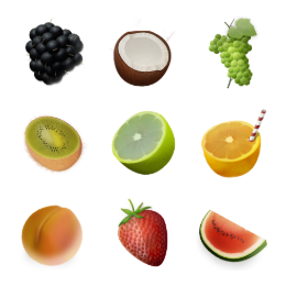 Fruits Illustrated Icons Set
