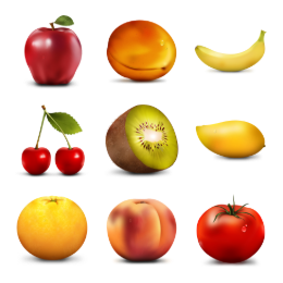 Paradise Fruits Icons Set