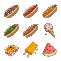 Summertime Snacks Icons Set