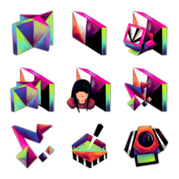 Artificial Girl Icons Set
