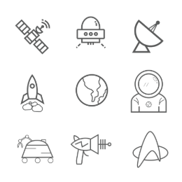 Aerospace Linear  Icons Set