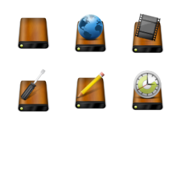 Wooden Drivers Icons Set