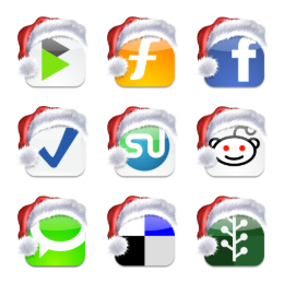Christmas Social Bookmark Icons Set