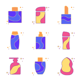 Spring Beauty Essentials Icons Set