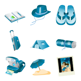 Summer Blue Icons Set