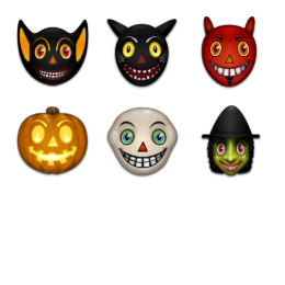 Vintage Halloween Icons Set