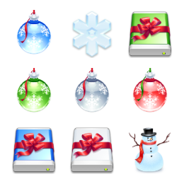 World Of Aqua Christmas Icons Set