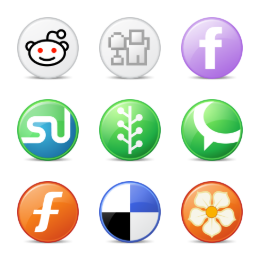 Circle Social Bookmark Icons Set