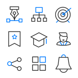 Minimalist Blue Line  Icons Set