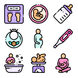 Maternity and Baby Hand - Drawn  Icons Set