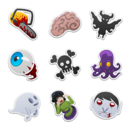 Spooky Stickers Icons Set