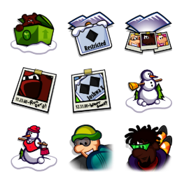 Winter Game Icons Set