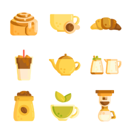 Coffee Shop Essentials Icons Set