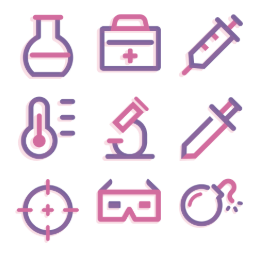 Colorful Linear Medical & Leisure  Icons Set