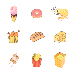 Delicious Snacks Collection Icons Set