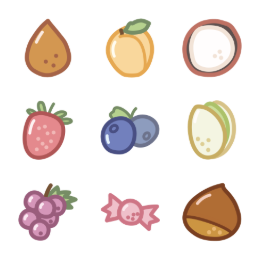 Dried Fruits & Nuts Set Icons Set