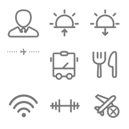 Flight and Hotel Function  Icons Set