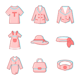 Fresh Spring Fashion Collection Icons Set