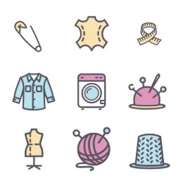 Home Sewing Tools Icons Set