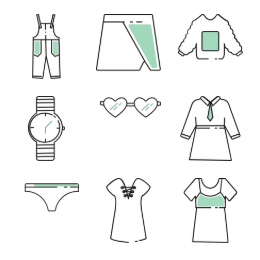 Spring Fashion Outfits Icons Set