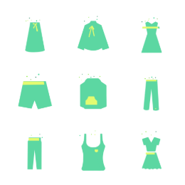 Spring Fashion Outfits Icons Set