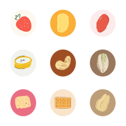 Spring Nuts Collection Icons Set