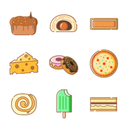 Spring Sweet Treats  Icons Set