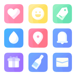 Vibrant Rounded Square Icon Set Icons Set