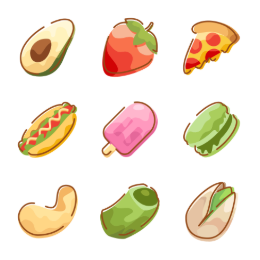 Yummy Treats Collection Icons Set